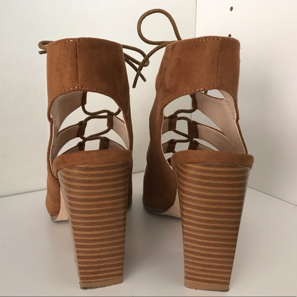 JustFab Delphy Whiskey Heeled Lace-Up Sandals - Picture 6 of 9